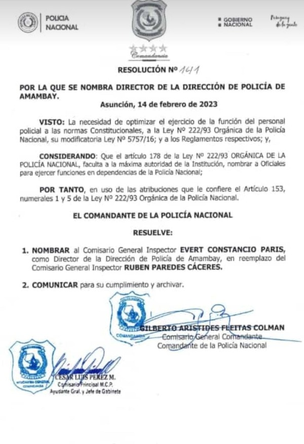 Nombran a nuevo director de la Policía de Amambay tras crimen de periodista