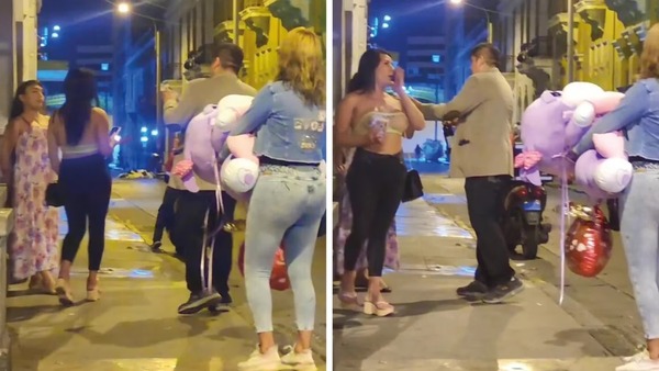 Dia de los enamorados: Un hombre sorprendió a trabajadoras del sexo con flores y peluches
