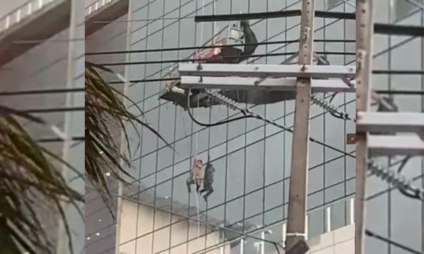 Obrero quedó colgado de un andamio tras tormenta en Asunción - OviedoPress