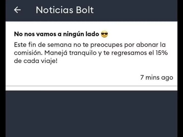 Bolt envía mensaje a sus conductores tras problemas con empresas de HC