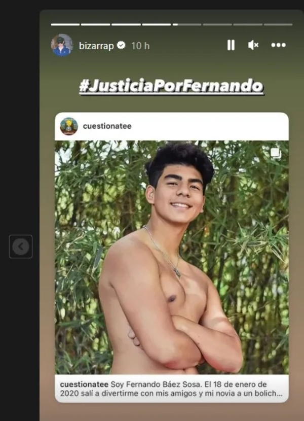 En medio de su éxito musical, Bizarrap pide justicia para Fernando Báez