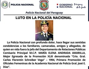 Familia policial de luto tras muerte de Jefa de RRPP