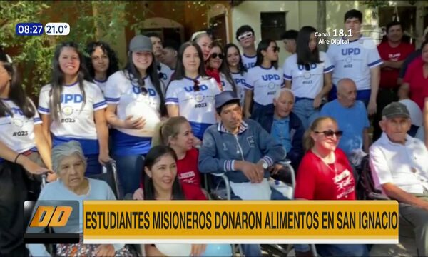 Estudiantes misioneros celebraron UPD donando alimentos a abuelitos y a bomberos | Telefuturo