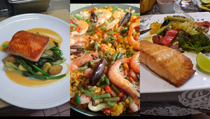 Il gatto frutti di mare te sumerge en los sabores mediterráneos (solo sirve frutos de mar)