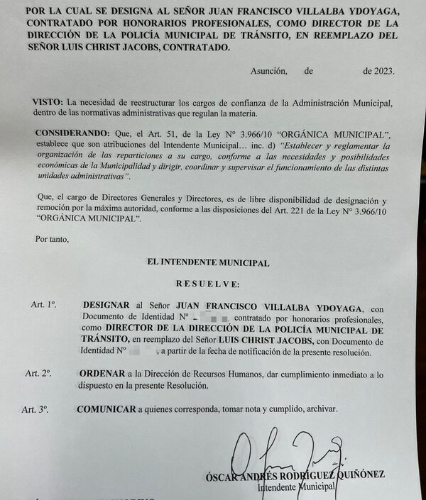 Juan Villalba es nuevo director de la PMT | 1000 Noticias
