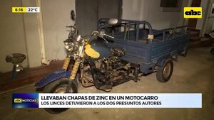 Llevaban chapas de zinc en un motocarro  - ABC Noticias - ABC Color