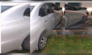 Polis tatachos chocaron contra una vivienda en Luque
