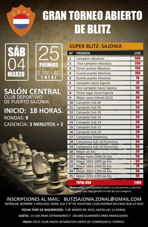 Ajedrez: Super Blitz se juega el sábado en Sajonia - La Tribuna