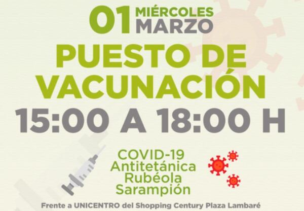Puesto de vacunación habilitado en el Century Plaza | Lambaré Informativo
