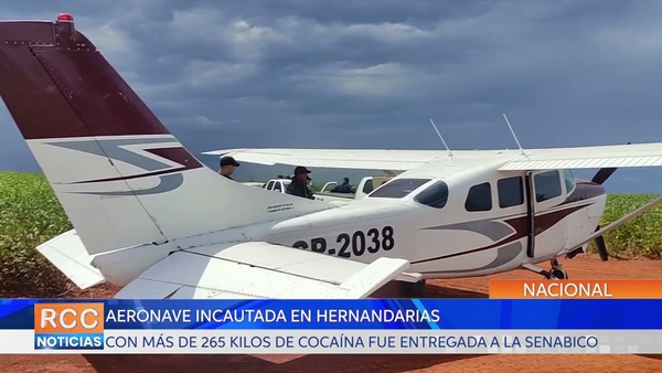 Aeronave incautada con 265 kilos de sustancias ilegales es entregada a la Senabico