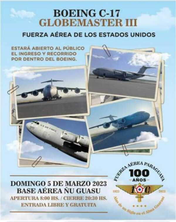 Avión de la fuerza áerea de EE.UU. forma parte de los festejos del centenario de la Fuerza Aérea Paraguaya - .::Agencia IP::.