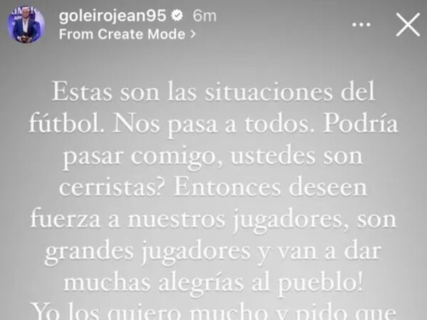 El mensaje de Jean después de los errores de los arqueros y el empate en el superclásico - Cerro Porteño - ABC Color