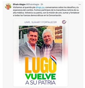 Efraín anunció que Lugo ya recibió el alta médica - El Trueno