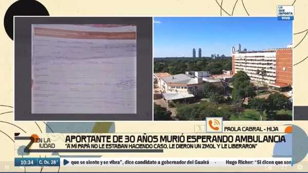 ¿Hasta cuándo? Asegurado del IPS murió en el pasillo por falta de ambulancia - ADN Digital