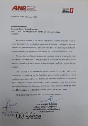 Peña pide que los cuatro presidencialistas mejor posicionados participen de debate - El Trueno