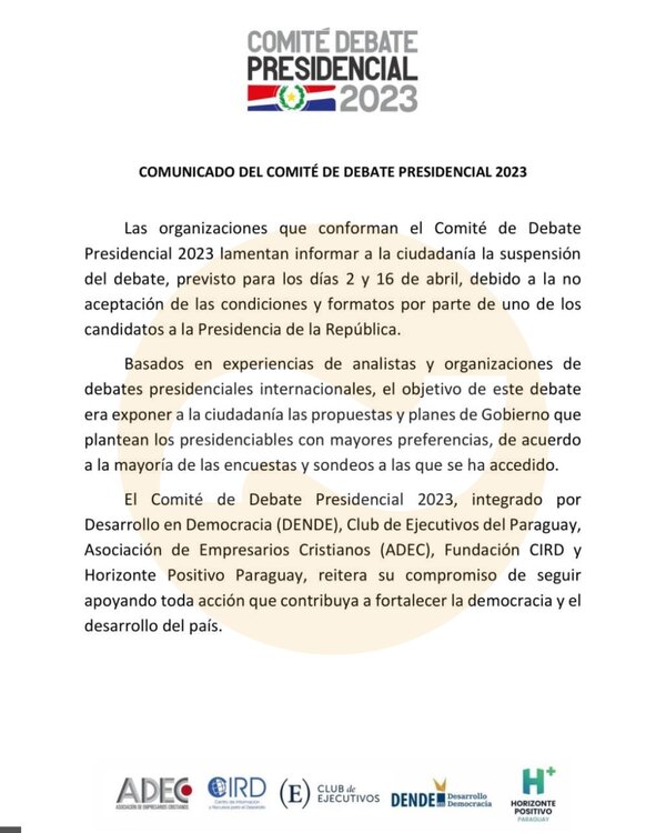 Organización del debate presidencial se negó a incluir a Payo y Euclides y suspendió la actividad - El Trueno