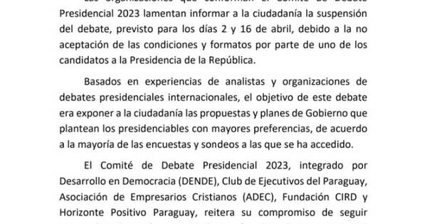 La Nación / “La suspensión del debate presidencial fue una decisión apresurada”, afirma analista político