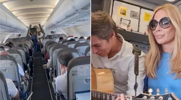 [VIDEO] Carlos Baute y Marta Sánchez calmaron a tripulación de un vuelo con turbulencias