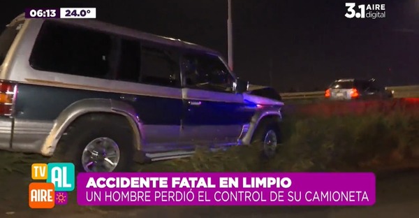 Policía fallece tras impactar contra muro de un viaducto en Roque Alonso - trece