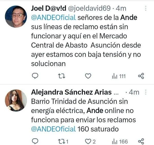 Apagón eléctrico de la ANDE genera toda clase de reacciones en redes