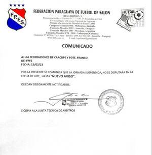 Prosecución de la bochornosa final del nacional de fútbol de salón queda hasta "nuevo aviso".
