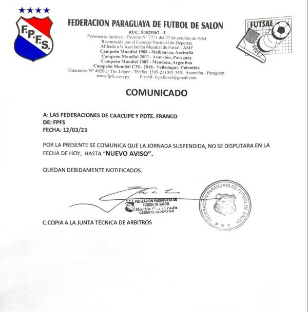Prosecución de la bochornosa final del nacional de fútbol de salón queda hasta "nuevo aviso".