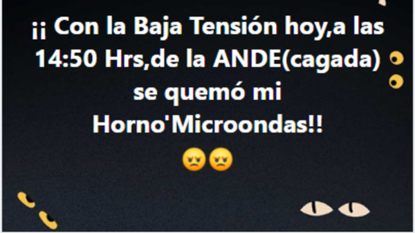 Baja tensión de la ANDE dejó sin aire acondicionado, horno y tele a varios