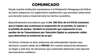 Franco pide a Federación Paraguaya cumplir con reglamento