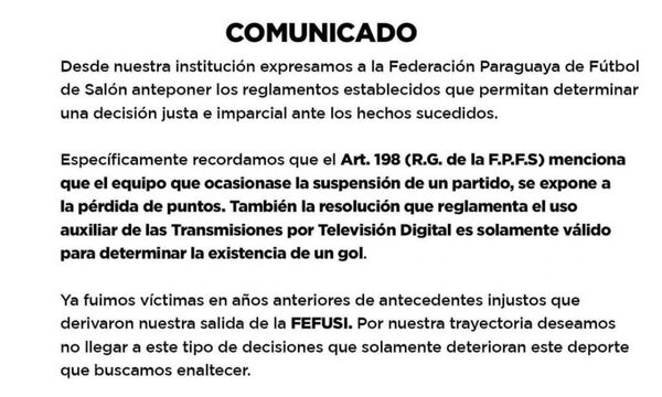 Franco pide a Federación Paraguaya cumplir con reglamento