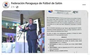 Julio Notario expulsado de la  Federación Paraguaya de Fútbol de Salón