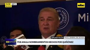 Video: FGE anula nombramientos hechos por Quiñonez - ABC Noticias - ABC Color