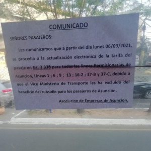 Pasaje cuesta G. 1.000 más | 1000 Noticias
