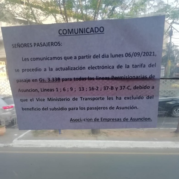 Pasaje cuesta G. 1.000 más | 1000 Noticias