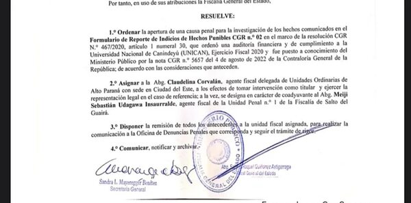 Fiscalía “cajonea” investigación sobre presunta corrupción detectada por la CGR en la UNICAN - Nacionales - ABC Color