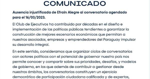 La Nación / Concertación de Efraín huyó de conversatorio con Club de Ejecutivos