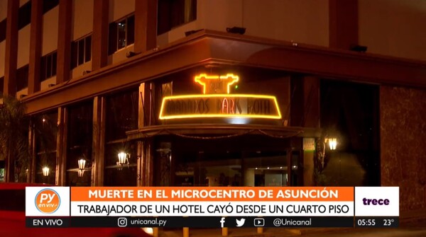 Trabajador muere al caer del cuarto piso de un hotel en Asunción - trece