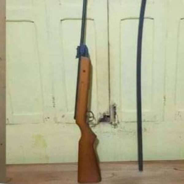 Golpeó a su doña y amenazó con rifle a sus hijos menores