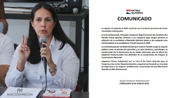 Diario HOY | Patria Querida no comparte apoyo de su candidata a chapa presidencial de ANR