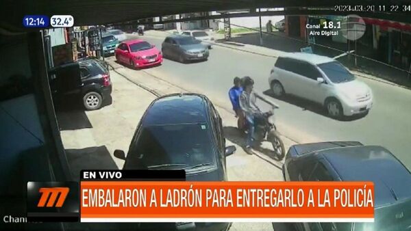 Embalaron a supuesto ladrón y lo entregaron a la policía