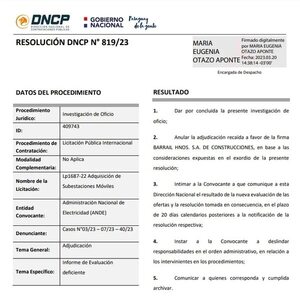 Contrataciones anuló adjudicación de ANDE subestaciones móviles a Barrail Hnos - Economía - ABC Color