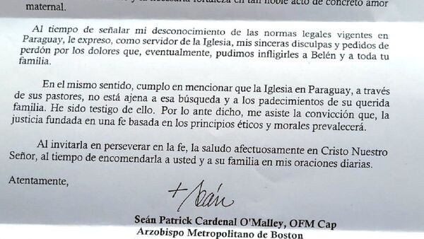 Acoso en la UCA: Cardenal O'Malley envió una carta a la mamá de Belén Whittingslow