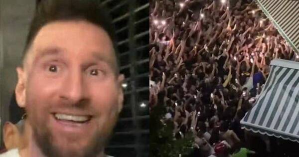 La Nación / Locura por Messi: hinchas abarrotaron parrilla porteña donde apareció la Pulga