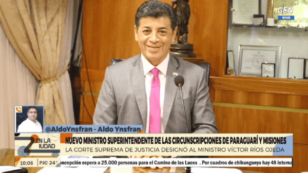 Ministro Victor Ríos designado como nuevo superintendente de Misiones y Paraguarí