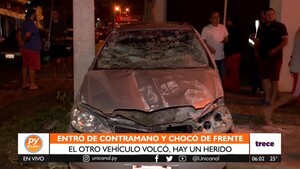 Camioneta provoca vuelco de automóvil y deja un herido en Fernando de la Mora - trece