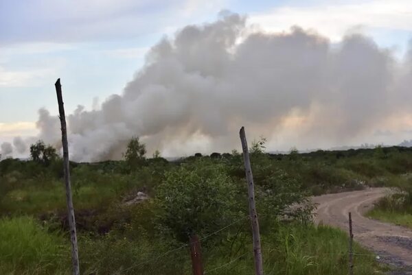 Sofocan incendio en un pastizal de Mariano Roque Alonso - Policiales - ABC Color