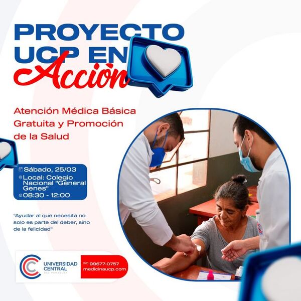 Hoy sábado habrá atención médica gratuita de la UCP en el barrio Gral. Genes