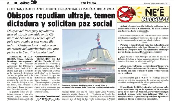 Enmienda: la ciudadanía escrachaba y desde los templos temían a la dictadura - Política - ABC Color