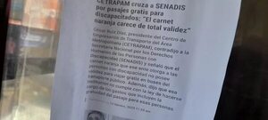 Denuncian cobro indebido de pasaje a personas con discapacidad - Nacionales - ABC Color