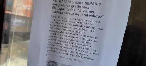 Denuncian cobro indebido de pasaje a personas con discapacidad - Nacionales - ABC Color