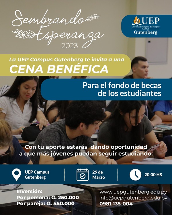Universidad Evangélica del Paraguay invita a una cena benéfica este miércoles en aporte a jóvenes estudiantes